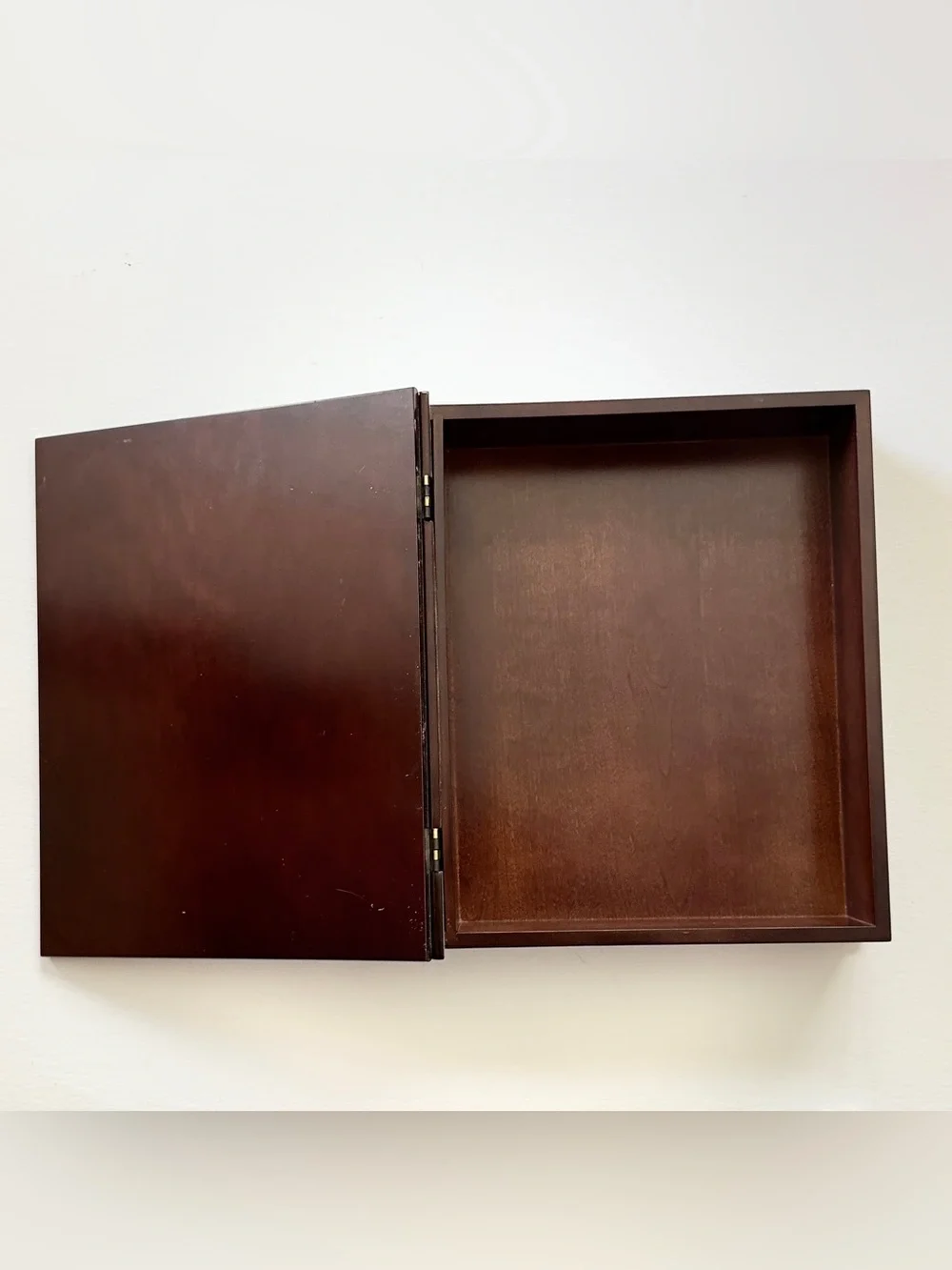 Bombay Hinged Bible Book Memory Wood Box Brass Hinges & Plate Keepsake Bookcase
